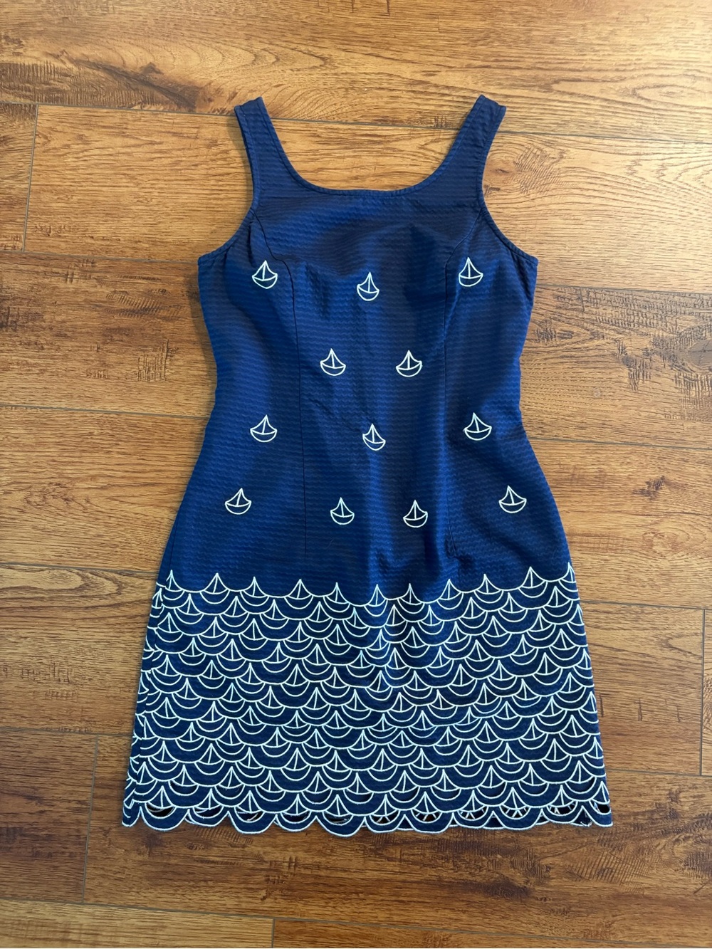 Lilly Pulitzer Navy and White Sleeveless Sailboat A-Line Dress Size 0